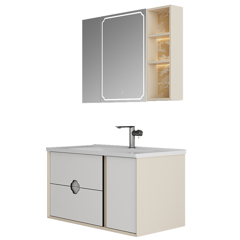 BC6303-100陶瓷盆款 生態(tài)實木浴室柜